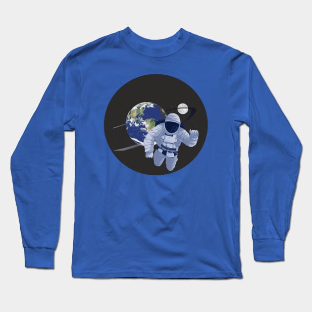 Spaceman floating in space Long Sleeve T-Shirt by AJ techDesigns